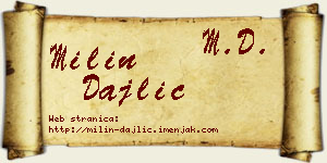 Milin Dajlić vizit kartica